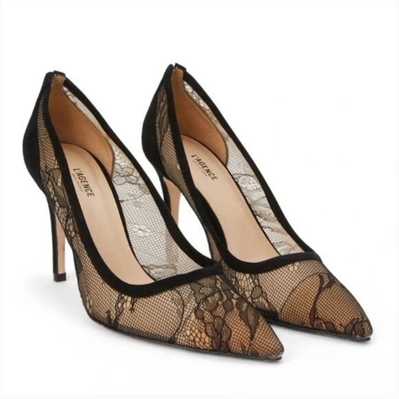 L'agence Simone Lace Pumps In Black size 38 Brand new with box - Picture 2 of 10